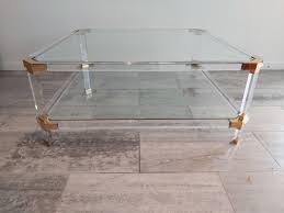 French 1930s beige striped canvas cabin trunk as coffee table. Vintage Lucite And Brass Coffee Table From Charles Hollis Jones 1970s For Sale At Pamono