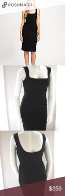 Dolce Gabbana D G Fitted Black Pencil Dress Square Neck