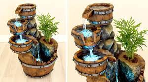 How to make a garden fountain. Diy Amazing Tabletop Water Fountain Diy Awesome Cement Waterfall Fountain Youtube