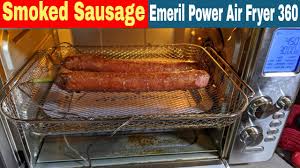 While it's heating up, prepare a baking tray or grill, and place the sausages on it, spread apart with plenty of space. Smoked Sausage Emeril Lagasse Power Air Fryer 360 Xl Youtube