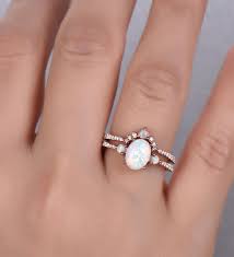 Opal Ringwhite Fire Opal Engagement Ring Setoval Opal Bridal Etsy In 2021 Opal Engagement Ring Set Fire Opal Engagement Ring Engagement Rings Opal