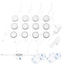 Eshine Under Cabinet Puck Lights With Dimmer Switch Circular 60mm Led Cabinet Lights Dimmable Pack Of 12 Cool White 6000k Walmart Com Walmart Com