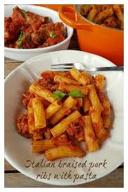 Italian Braised Pork Ribs With Pasta The Pasta Project Recipe Braised Pork Ribs Pork Ribs Braised Pork