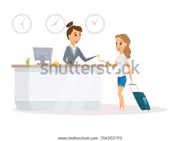 Manager Customer Hotel Reception Desk Concierge Stock Illustration 706203793