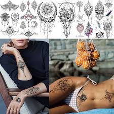 Sternum temporary tattoo under breast yellow diamond choker pattern body/back chest art painting fake tattoos sticker waterproof. Buy Yezunir 18 Sheets Sexy Black Henna Pendants Temporary Tattoos For Women Lace Hanna Lotus Mandala Mehndi Fake Jewelry Tattoos Temporary Arm Hand Chest Temp Tatoos Wedding Bride Rose Flower Hena Sticker