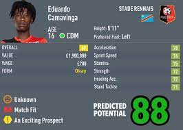 Fifa 21 eduardo camavinga cardtype card rating, stats, attributes, price trend, reviews. Fifa Career Gems On Twitter Upcoming Wonder Kid Eduardo Camavinga Will Be Added To Fifa20 Via Squad Update After 10 11 19 Https T Co Tu8znw2i77 Https T Co 4ncqbswtel