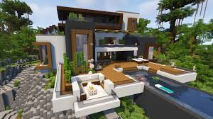 Using outdoor symmetry when designing the landscape. Tropical Modern Mansion Minecraft Map