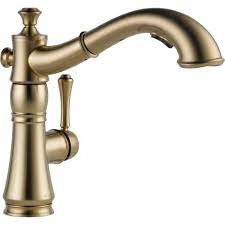Shop for delta faucet at ferguson. Delta Cassidy Single Handle Pull Out Sprayer Kitchen Faucet In Champagne Bronze 4197 Cz Dst The Home Depot