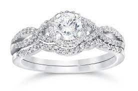 3 4ct Diamond Infinity Engagement Wedding Ring Set 14k White Gold G H I1 I2 Mignon Wedding Ring Sets Engagement Wedding Ring Sets Wedding Rings Engagement