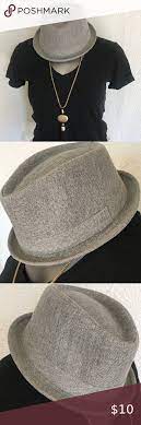 D Y Mens Grey Stitched Fedora Hat Nwot Fedora Hat Brown Leather Clutch Brown Weave