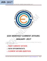 Goe Monthly Current Affairs January 2017 Manualzz Com