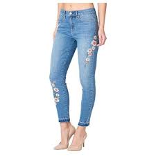 Nicole Miller New York Soho Floral Embroidered High Rise Skinny Jeans Jeans For Short Women Skinny High Rise Skinny Jeans