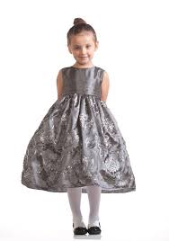 Silver Christmas Dress For Little Girls Floral Embroidered Dress Dresses Flower Girl Dresses