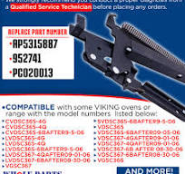 Whole Parts Range Door Hinge Assembly Part # PC020126 - Replacement &  Compatible with Some Viking Gas Ranges/Ovens - Replaces AP5315887, 952741 -  ...