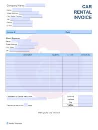 Free Car Rental Invoice Template Pdf Word Excel