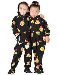 Merry Emoji Xmas Hoodie One Piece Toddler Hooded Footed Pajamas Hooded One Piece Pjs Toddler Hooded Pajamas Footed Pajamas Co