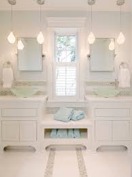 Awesome Beach Bathroom With Bathroom Vanity Lighting Of White Shade Of Mini Chandeliers Beach House Bathroom House Bathroom Bathroom Pendant Lighting
