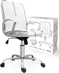 Amazon Com Office Chair Armless Swivel Office Desk Chair Executive Bonded Leather Computer Chair White Furniture Decor