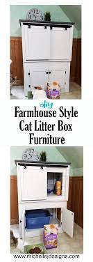 Diy Farmhouse Style Cat Litter Box Furniture For The Home Cat Litter Box Furniture Litter Box Furniture Cat Furniture Diy