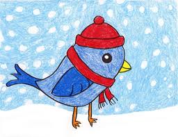 Squares of different colored tissue paper are used to decorate the birds. How To Draw A Cardinal Art Projects For Kids