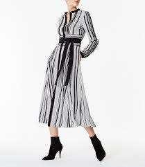 Black And White Striped Midi Dress Karen Millen Graphic Stripe Midi Dress Black White Midi Shirt Dress Dresses Striped Midi Dress