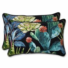 Ships free orders over $39. Set Of 2 Black Blue Tropical Uv Resistant Outdoor Patio Rectangular Throw Pillows 18 5 Pool Central
