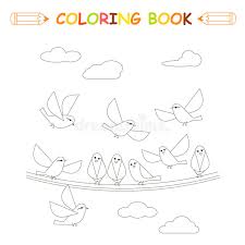 These birds coloring pages for kids are a great way to keep kids busy, help. Children Coloring Page Vector Illustration Monochrome Cute Birds Stock Vector Illustration Of Cute Clouds 98038503