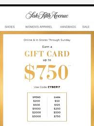Saks fifth avenue gift card balance. Saks Fifth Avenue Earn A Gift Card Up To 750 It S The Gift That Keeps On Giving Milled