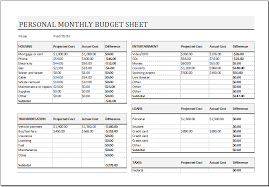 Personal Monthly Budget Sheet For Ms Excel Excel Templates