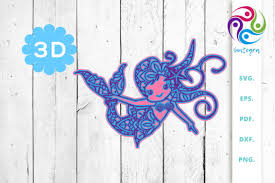 Download 3d Multilayer Mermaid Cut File 3 Graphic By Sintegra Creative Fabrica PSD Mockup Templates