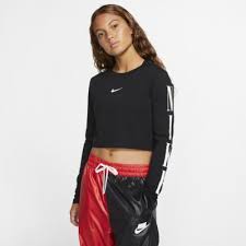 Black And White Crop Top Long Sleeve Nike Sportswear Women S Long Sleeve Crop Top Nike Com Nike Long Sleeve Womens Long Sleeve Crop Top Nike Sportswear Women