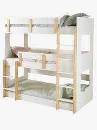 Stapelbedden op 3 niveaus LIGNE EVEREST - wit/hout, Slaapkamer en  Opbergoplossingen