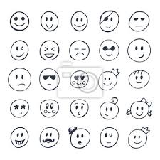Smileys und menschen emojis mit bedeutung. Set Hand Gezeichnete Lustige Gesichter Mit Verschiedenen Ausdrucken Wandposter Poster Emoticons Smileys Weinen Myloview De