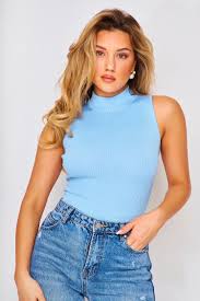 Check spelling or type a new query. Body Cotele Bleu Clair Sans Manches Col Montant Brentiny Paris