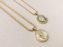 Gold Lion Necklace Lion Pendant Coin Necklace Roman Etsy Lion Necklace Lion Pendant Coin Pendant