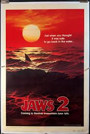 JAWS 2, Original Teaser Linen Backed Vintage Movie Poster - Original  Vintage Movie Posters