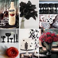 Black And White Halloween Pictures Black White Red Halloween Wedding Inspiration Weddingwire The Blog Halloween Themed Wedding Halloween Wedding Halloween Wedding Centerpieces