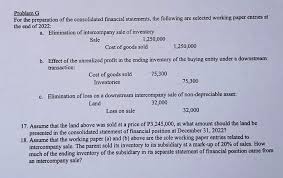 Describe The Effects That The Elimination Of Intercompany Sales And Intercompany  Profits In Ending Inventory Will Have On The Various Elements Of The  Consolidated Financial Statements.