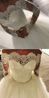Off The Shoulder Lace Long Sleeves Tulle Ball Gowns Wedding Dresses Ball Gown Wedding Dress Ball Gowns Wedding Wedding Dresses 2018