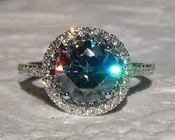 Blue Moissanite Engagement Ring Blue Moissanite In Diamond Etsy Blue Engagement Ring Blue Diamond Engagement Ring Moissanite Engagement Ring