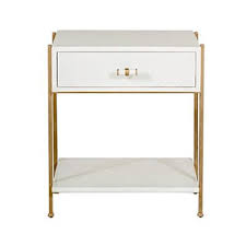 A Side Table With One Large Drawer In A Faux Bone Lacquered Finish With Antiqued Gold Metal Hardware Dimensions Furniture End Tables With Storage End Tables