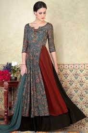Blue Color Beautiful Printed Fancy Look Party Wear Gown Style Floor Length Salwar Suit Shrug For Dresses Western Dresses Fashion