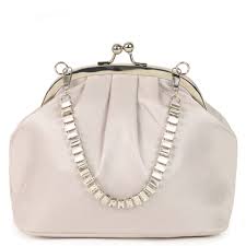 Nina Vintage Style Crystal Handle Frame Clutch - Silver