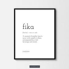 Fika Definition Print Swedish Scandinavian Nordic Coffee Bar Etsy In 2020 Definition Prints Empathy Quotes Fika