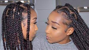 Two Simple Ways To Make Jumbo Knotless Braids For Beginners African American Hairstyle Videos Aahv Box Braids Styling Box Braids Tutorial Large Box Braids