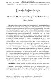 Il Concetto Di Salute Nella Storia Del Pensiero Medico Occidentale