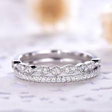 Cz Diamond Wedding Band Set White Gold 925 Sterling Silver 14k Etsy In 2020 Diamond Wedding Band Sets Diamond Wedding Bands Sapphire Anniversary Band