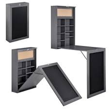 en casa table murale pliable mdf bureau pour deplier gris fonce wandtisch mobel fur kleine raume klappschreibtisch