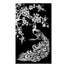 Black White Peacock And Cherry Blossoms Poster Zazzle Com In 2021 Black And White Birds Custom Canvas Prints White Bird Tattoos