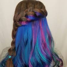 Black hair with blue peekaboo? Get Crazy Creative With These 50 Peekaboo Highlights Ideas Hair Motive Hair Motive